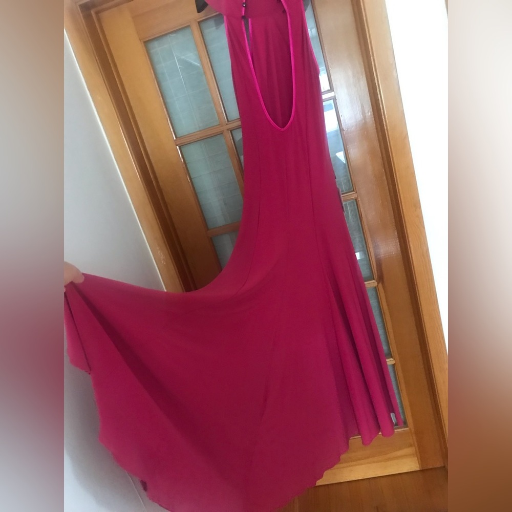 Magenta long new dress size L/M flare bottom
